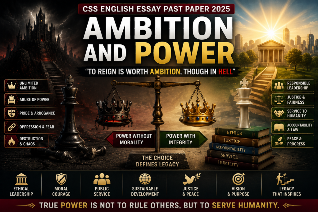Ambition and Power CSS English Essay Past Paper 2025