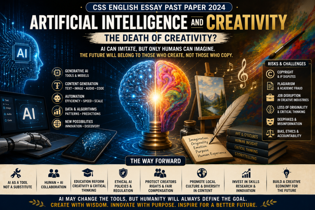Artificial Intelligence and Creativity CSS English Essay Past Paper 2024