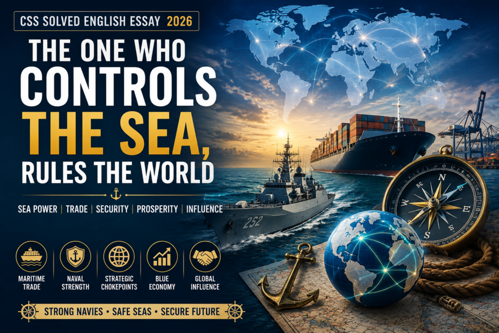 CSS Solved English Essay 2026 The one who controls the sea rules the world