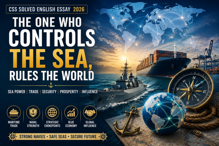 CSS Solved English Essay 2026 The one who controls the sea rules the world