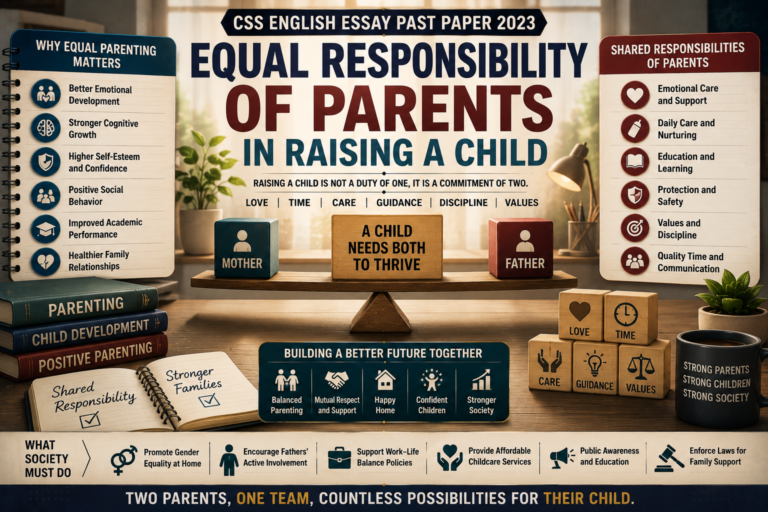 Equal Responsibility of Parents in Raising a Child CSS English Essay Past Paper 2023