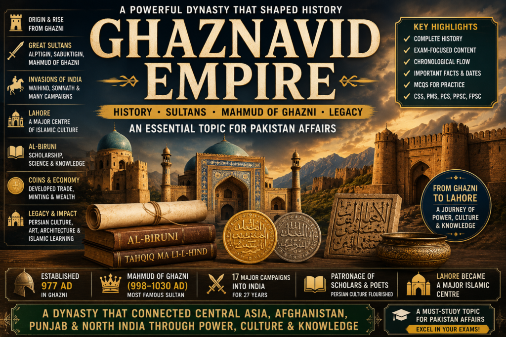 Ghaznavid Empire history, Mahmud of Ghazni, Lahore, Al-Biruni and Turkish Muslim rule in South Asia