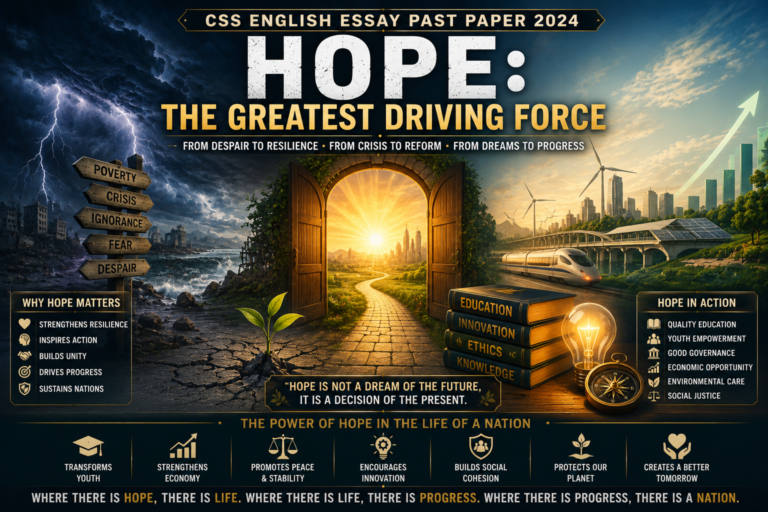 Hope: The Greatest Driving Force CSS English Essay Past Paper 2024