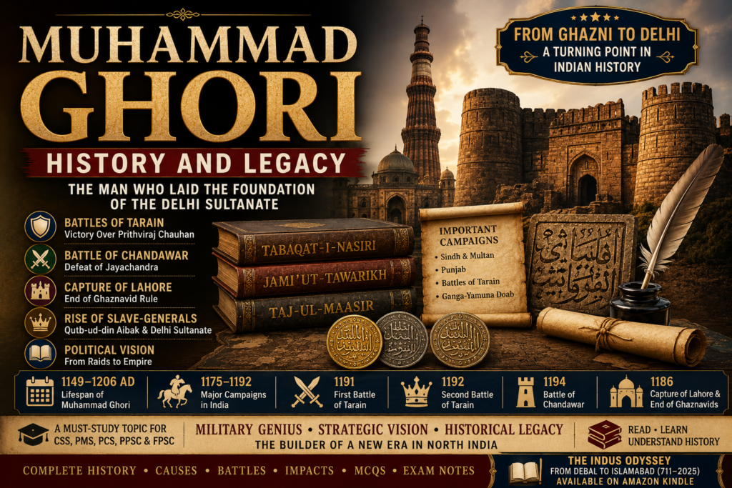 Muhammad Ghori history, Battles of Tarain, Prithviraj Chauhan and Delhi Sultanate legacy