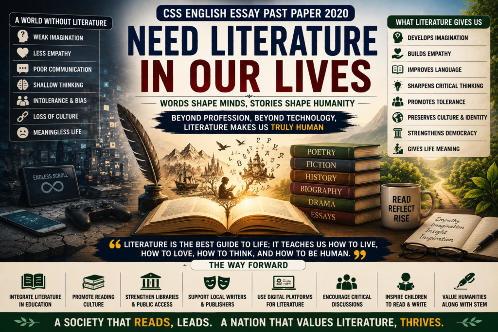 Need Literature in Our Lives CSS English Essay Past Paper 2020