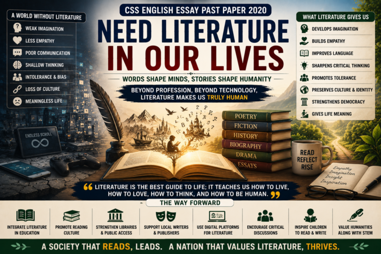 Need Literature in Our Lives CSS English Essay Past Paper 2020