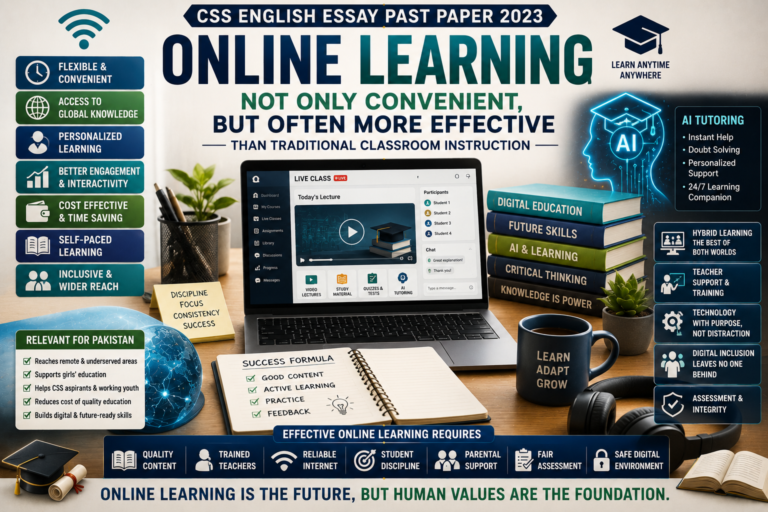 Online Learning CSS English Essay Past Paper 2023