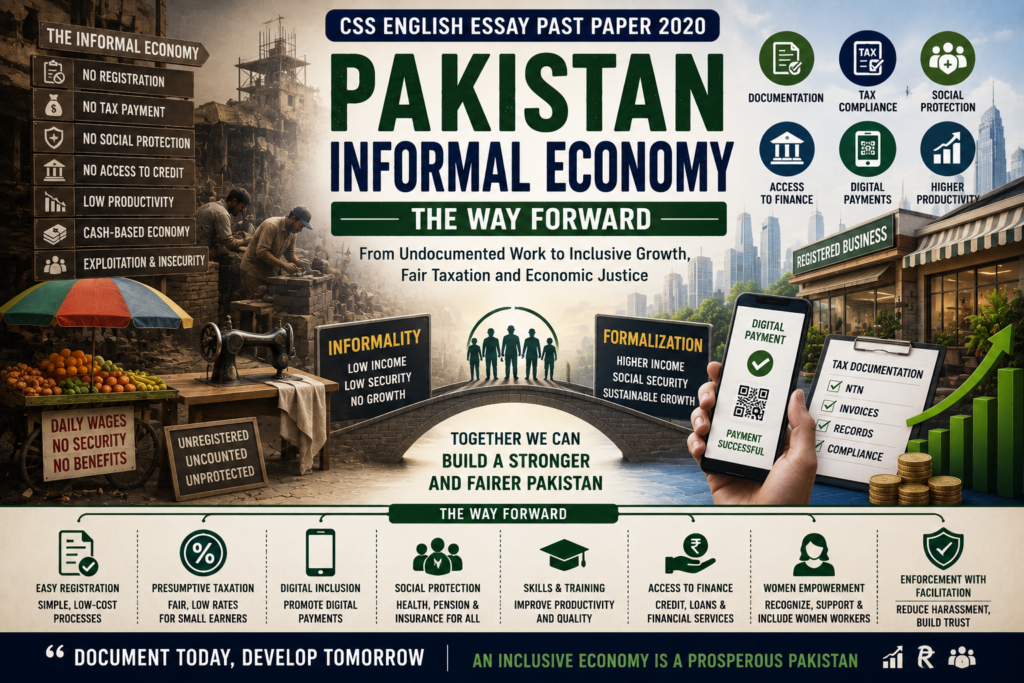 Pakistan Informal Economy CSS English Essay Past Paper 2020