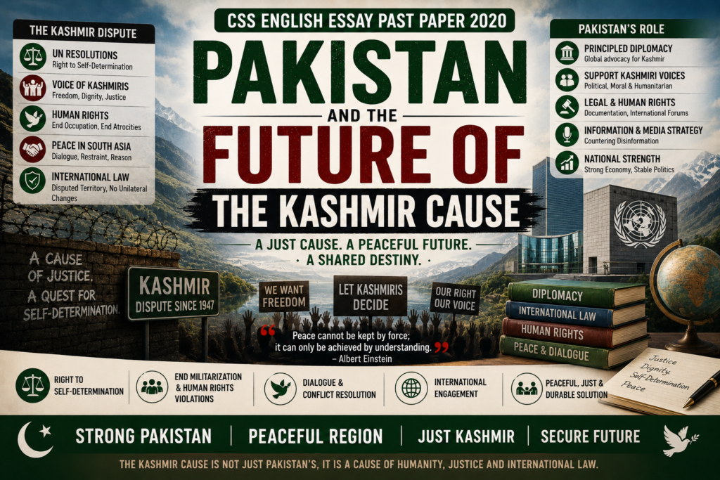 CSS English Essay Past Paper 2020 Pakistan and the Future of the Kashmir Cause