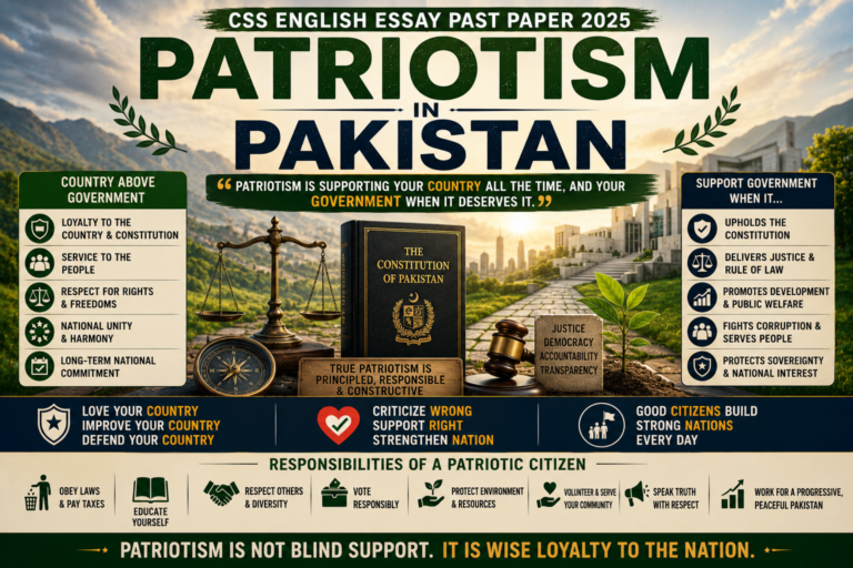 Patriotism in Pakistan CSS English Essay Past Paper 2025