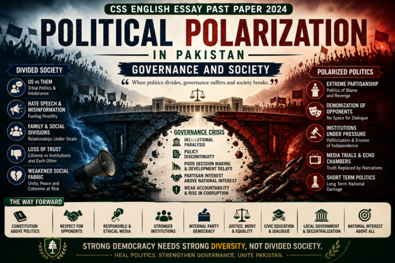 Political Polarization in Pakistan CSS English Essay Past Paper 2024