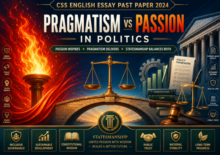 Pragmatism vs Passion in Politics CSS English Essay Past Paper 2024