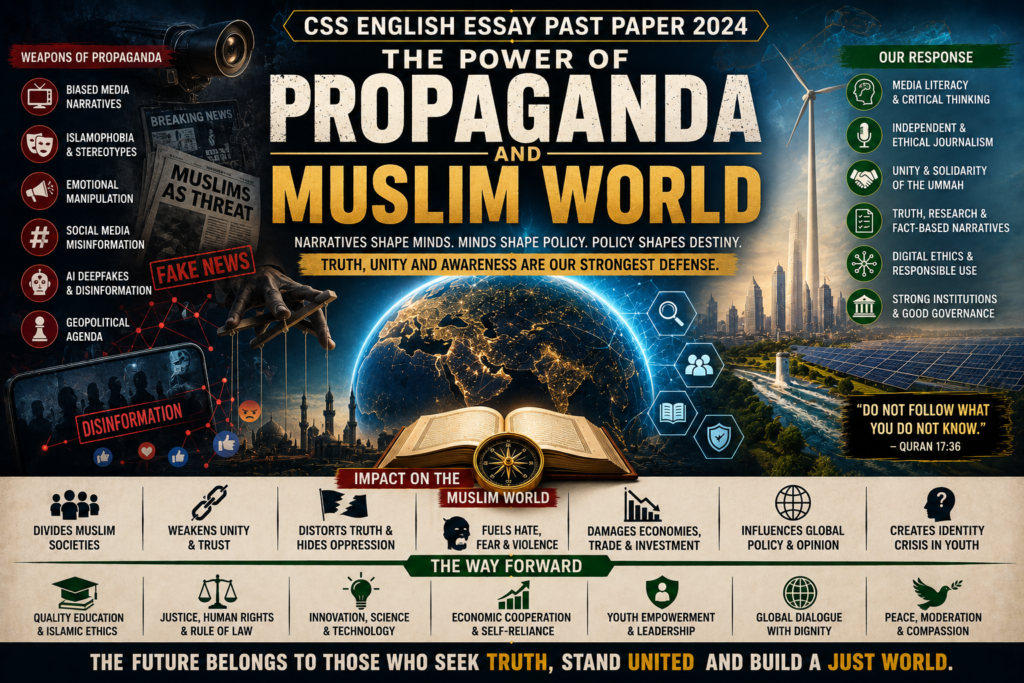 Propaganda and Muslim World CSS English Essay Past Paper 2024