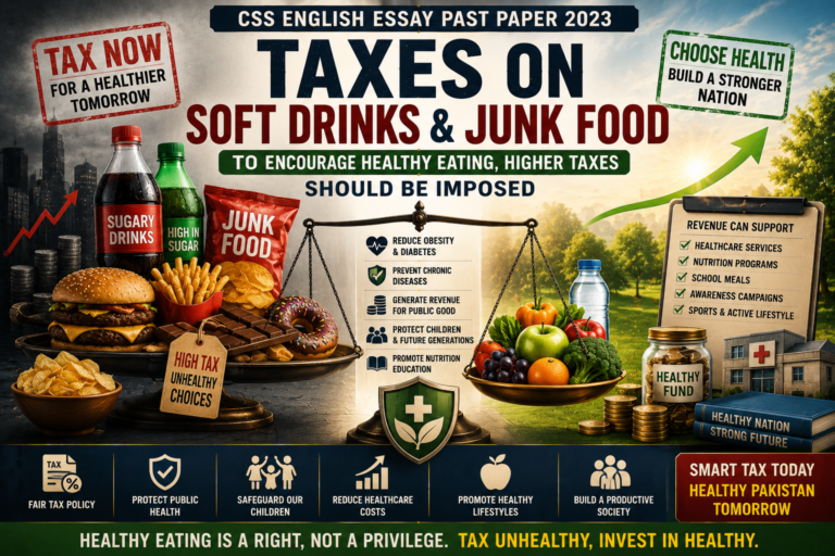 Taxes on Soft Drinks and Junk Food CSS English Essay Past Paper 2023